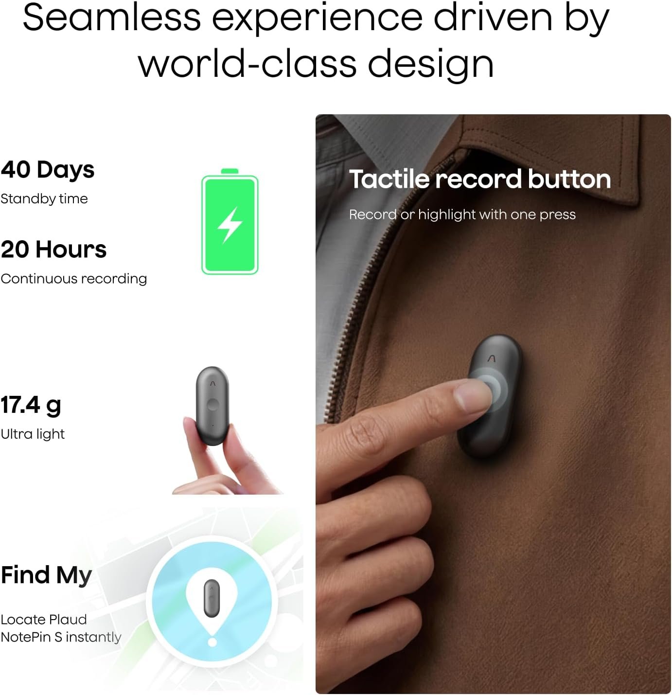 Plaud NotePin S Wearable AI Voice Recorder: Best 2026 AI Note Taker - Image 3